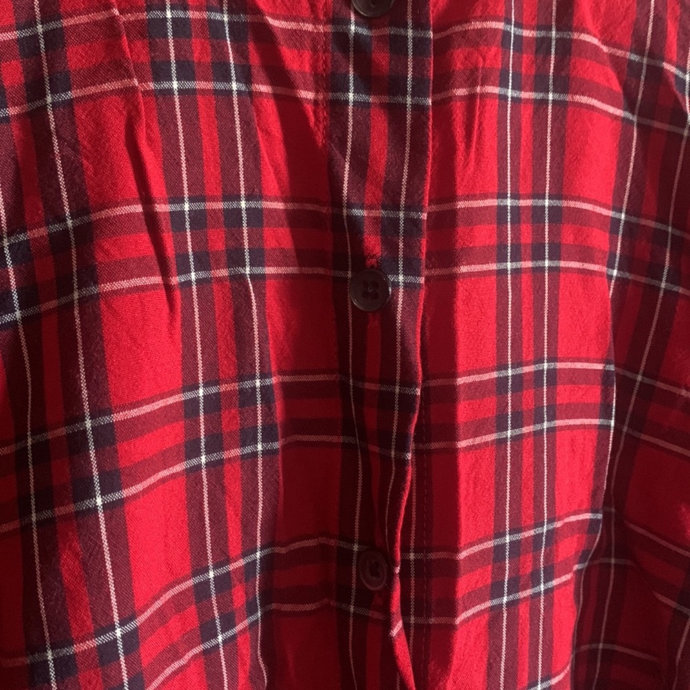 Madewell Red Checked Button Down Blouse Size Xs - image 3